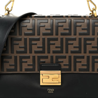 Fendi Vitello Liberty Bi-Color FF 1974 Embossed Chain Strap Kan U Shoulder Bag Black Maya 8 of 11