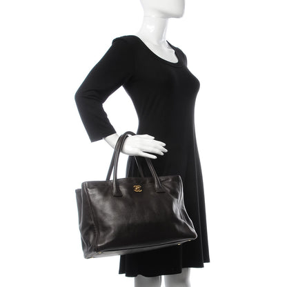 Chanel Calfskin Cerf Executive Shopper Tote Dark Brown 2 of 13