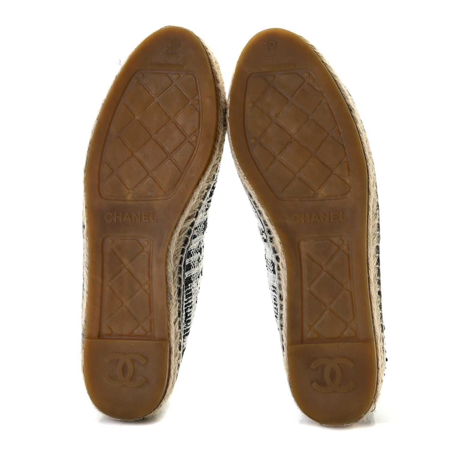 Chanel Tweed CC Espadrilles 39 Black White 6 of 11