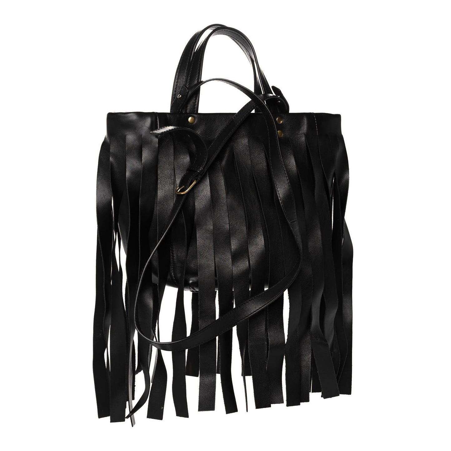 Calfskin XS Fringe Laundry Cabas Black