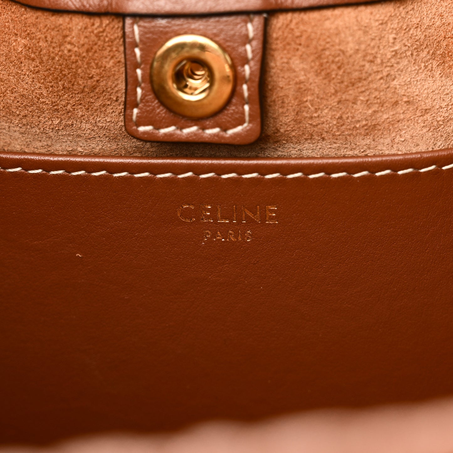 Smooth Calfskin Cuir Small Triomphe Cabas Drawstring Tan
