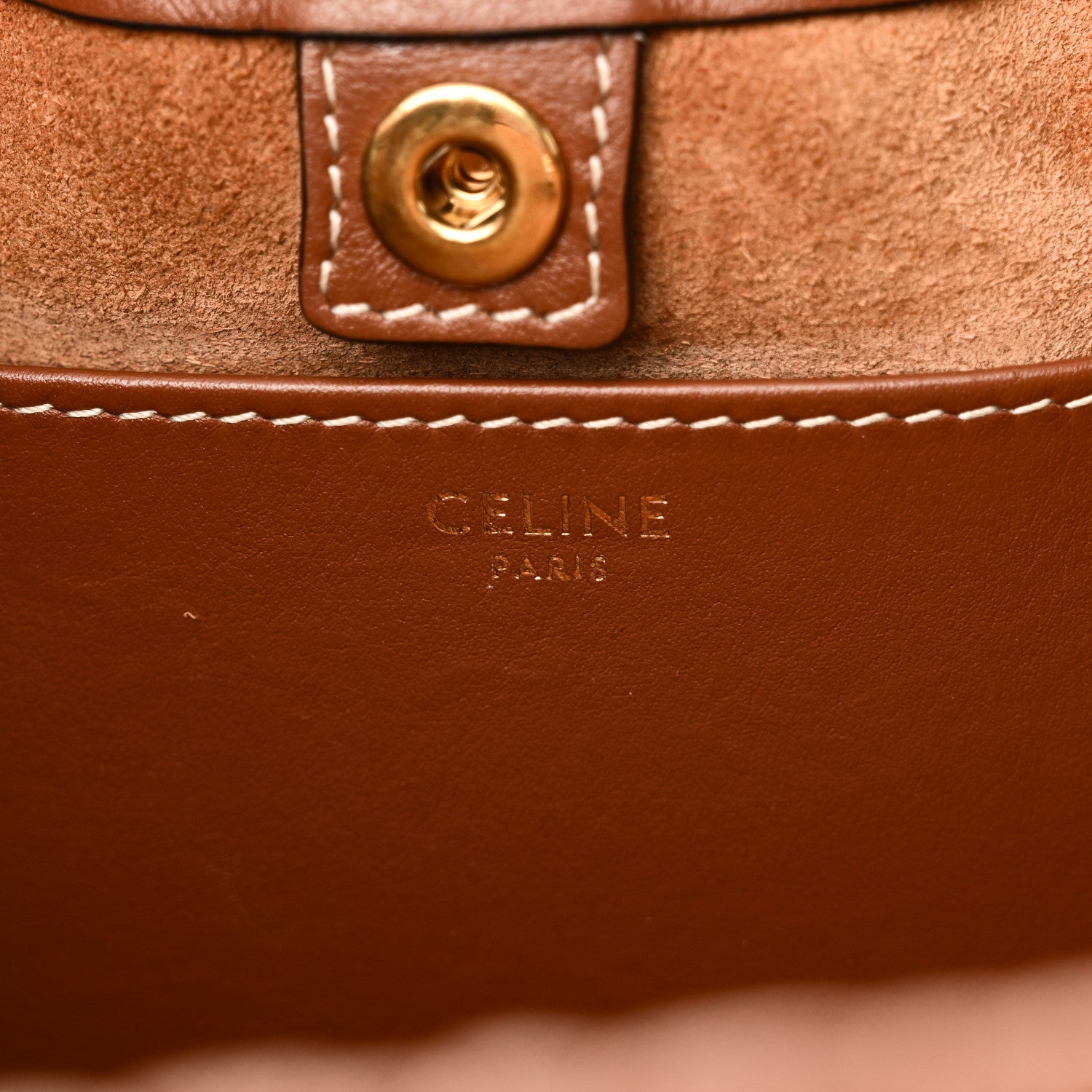 Celine Smooth Calfskin Cuir Small Triomphe Cabas Drawstring Tan 6 of 9