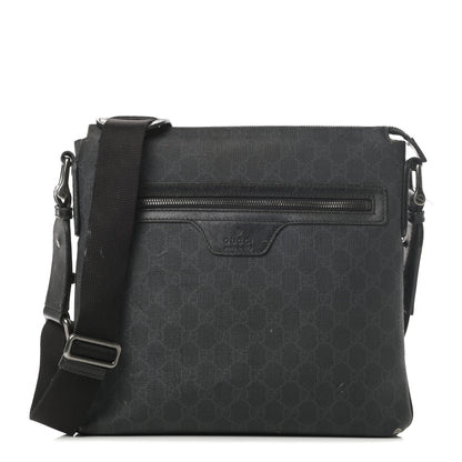 Gucci GG Supreme Monogram Crossbody Messenger Bag Black Grey 1 of 20