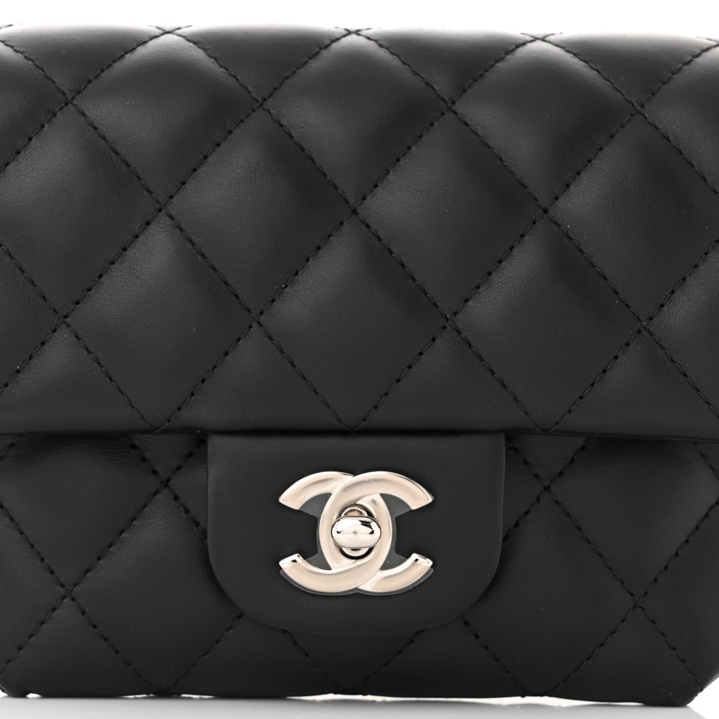 Calfskin Quilted CC Uniform Flap Belt Bag Black