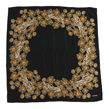 Chanel Silk CC Gripoix Pearls Square Scarf Black 1 of 3