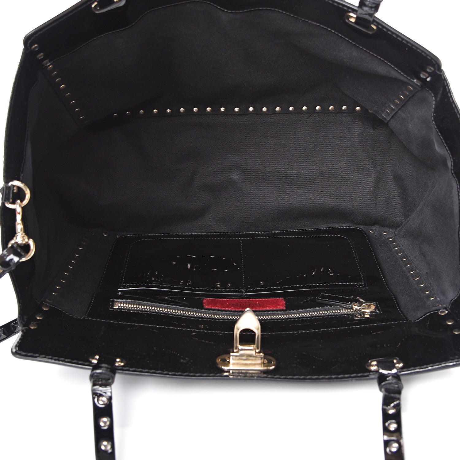 Valentino Garavani Patent Medium Rockstud Tote Black 4 of 20
