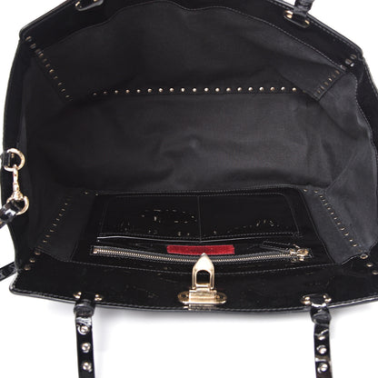 Valentino Garavani Patent Medium Rockstud Tote Black 4 of 20