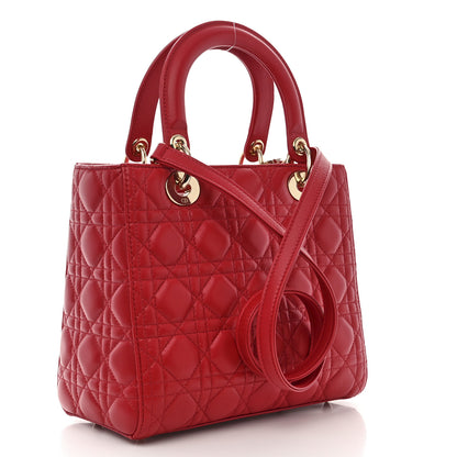 Christian Dior Lambskin Cannage Medium Lady Dior Red 3 of 10