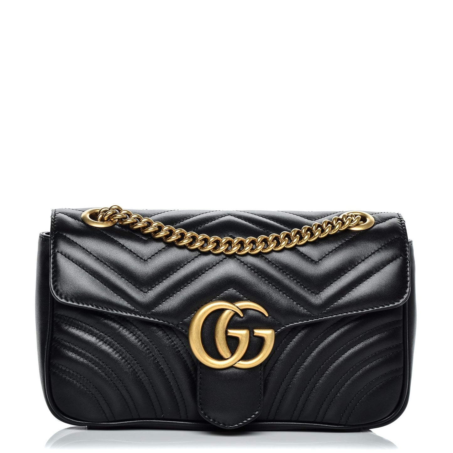 Calfskin Matelasse Small GG Marmont Shoulder Bag Black