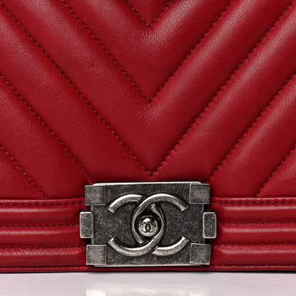 Chanel Calfskin Chevron Quilted Medium Boy Flap Dark Red 7 of 17