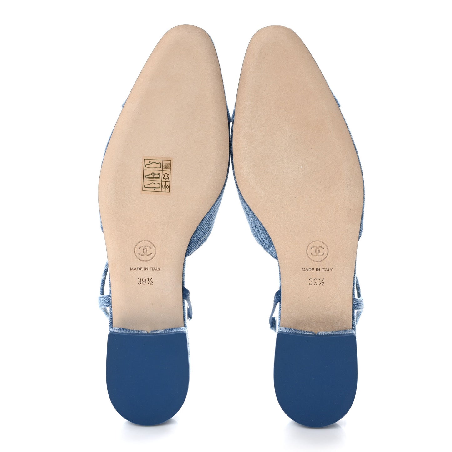 Denim Printed Denim Mood Cap Toe CC Slingback Flats 39.5 Light Blue Multicolor