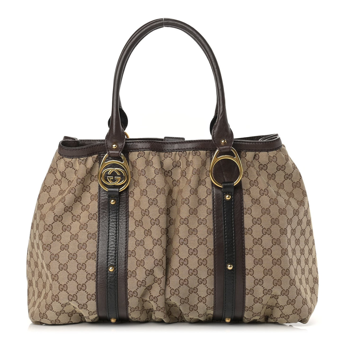 Monogram Medium Interlocking Icon Tote Dark Brown