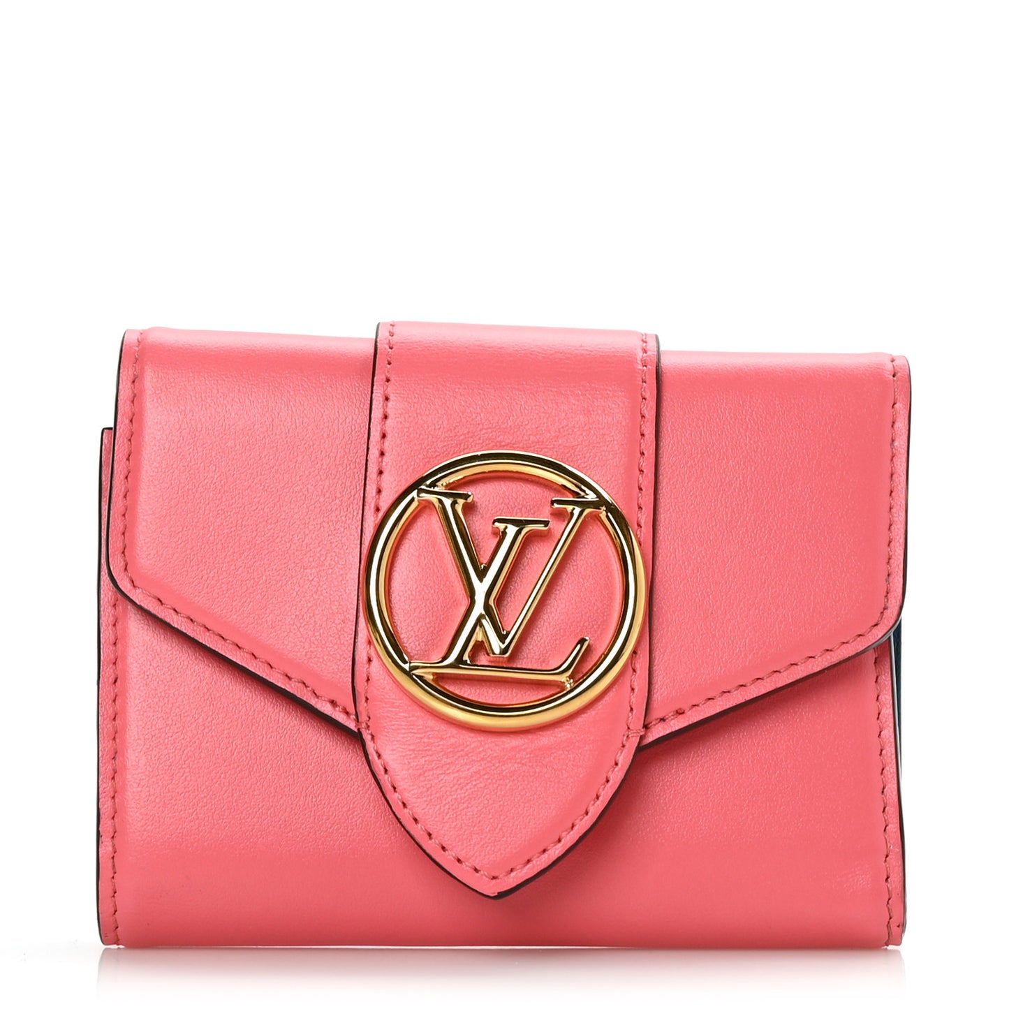Smooth Calfskin LV Pont 9 Compact Wallet Dahlia