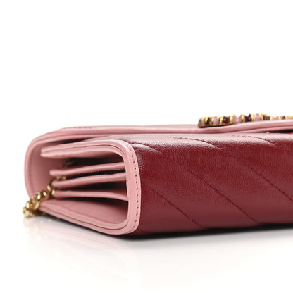 Gucci Azalea Calfskin Enamel Matelasse Diagonal Torchon GG Marmont Chain Wallet New Cherry Red Wild Rose 9 of 11