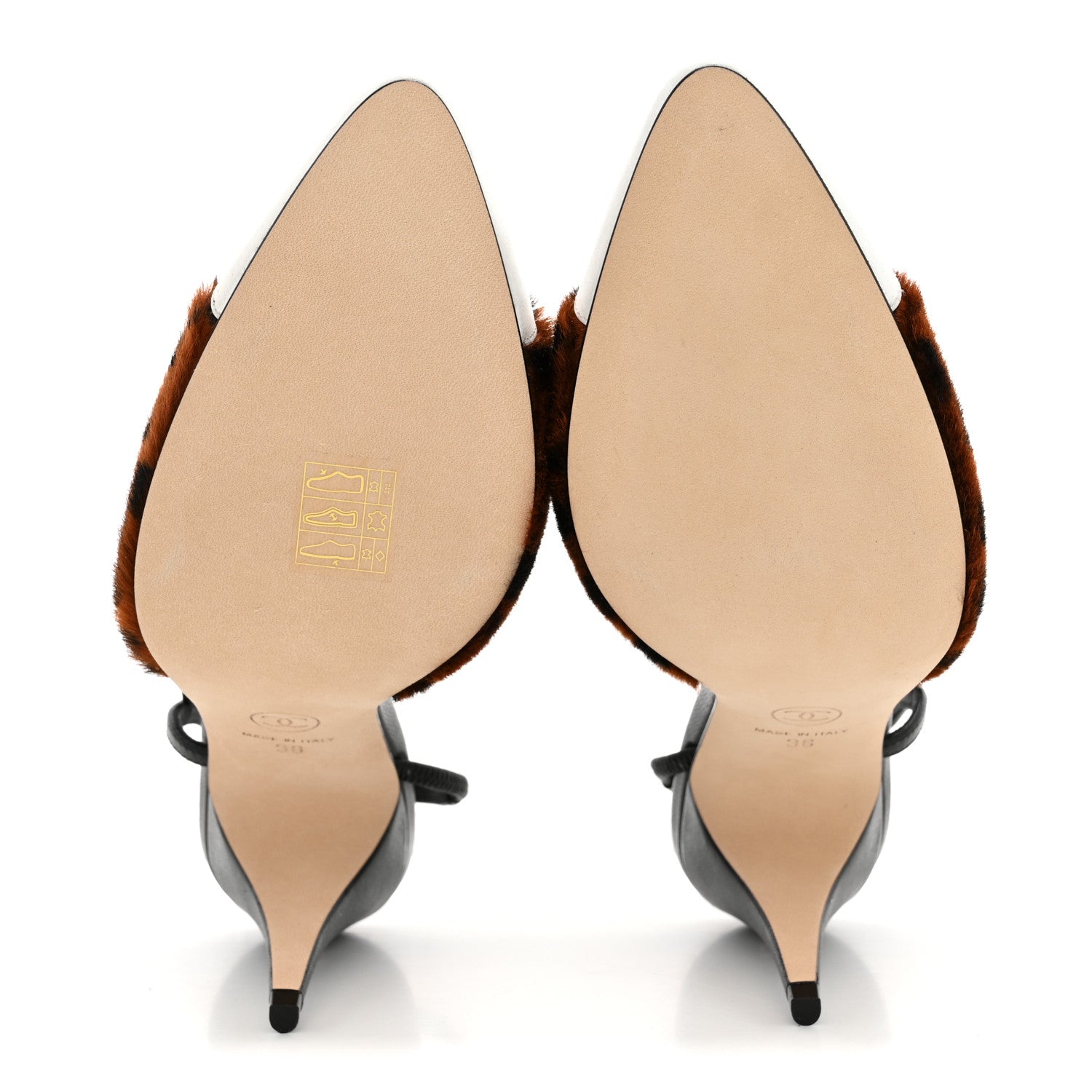 Chanel Lambskin Mixed Fibers Slingback Pumps  36 Brown Black White 6 of 9