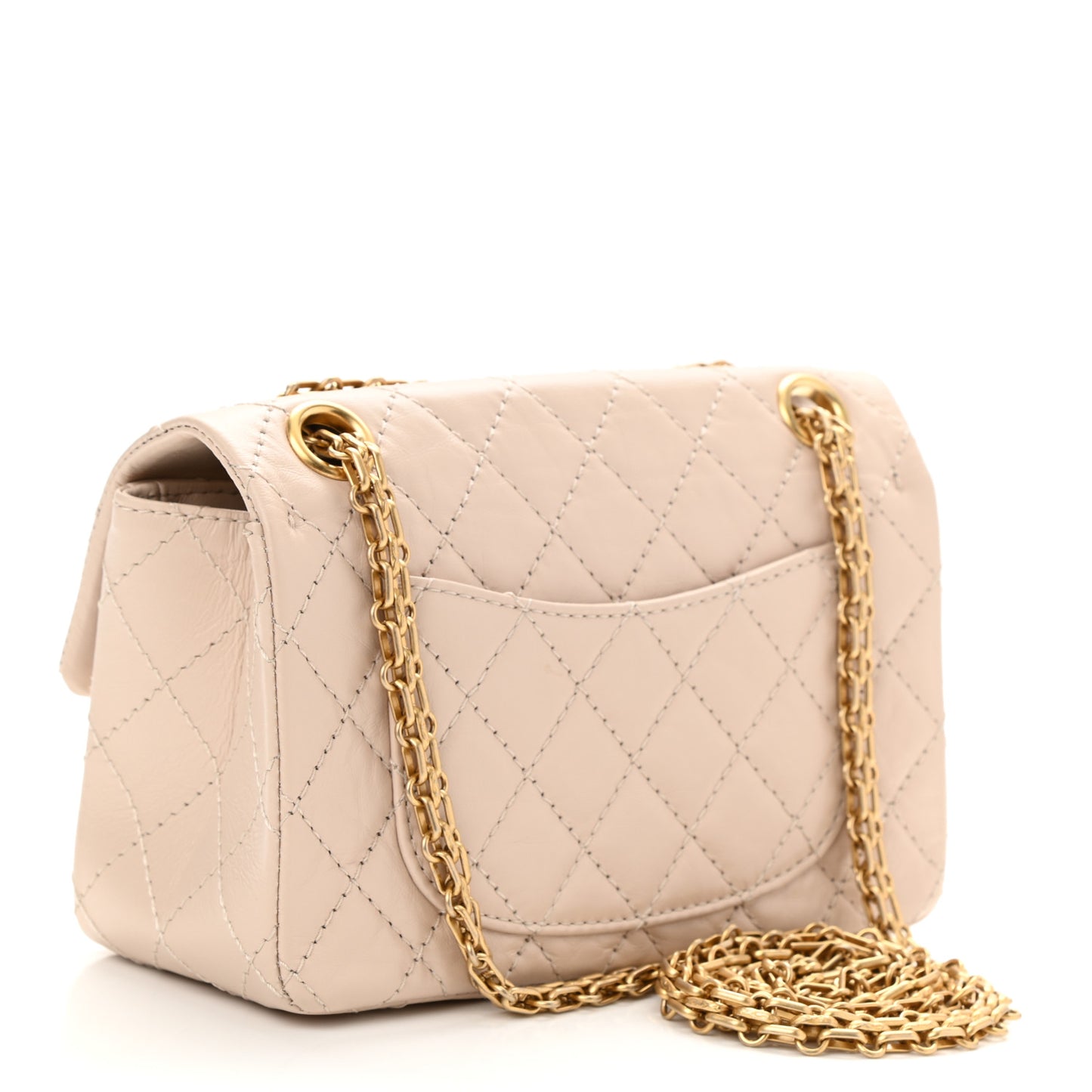 Aged Calfskin Quilted 2.55 Reissue Mini Flap Light Beige
