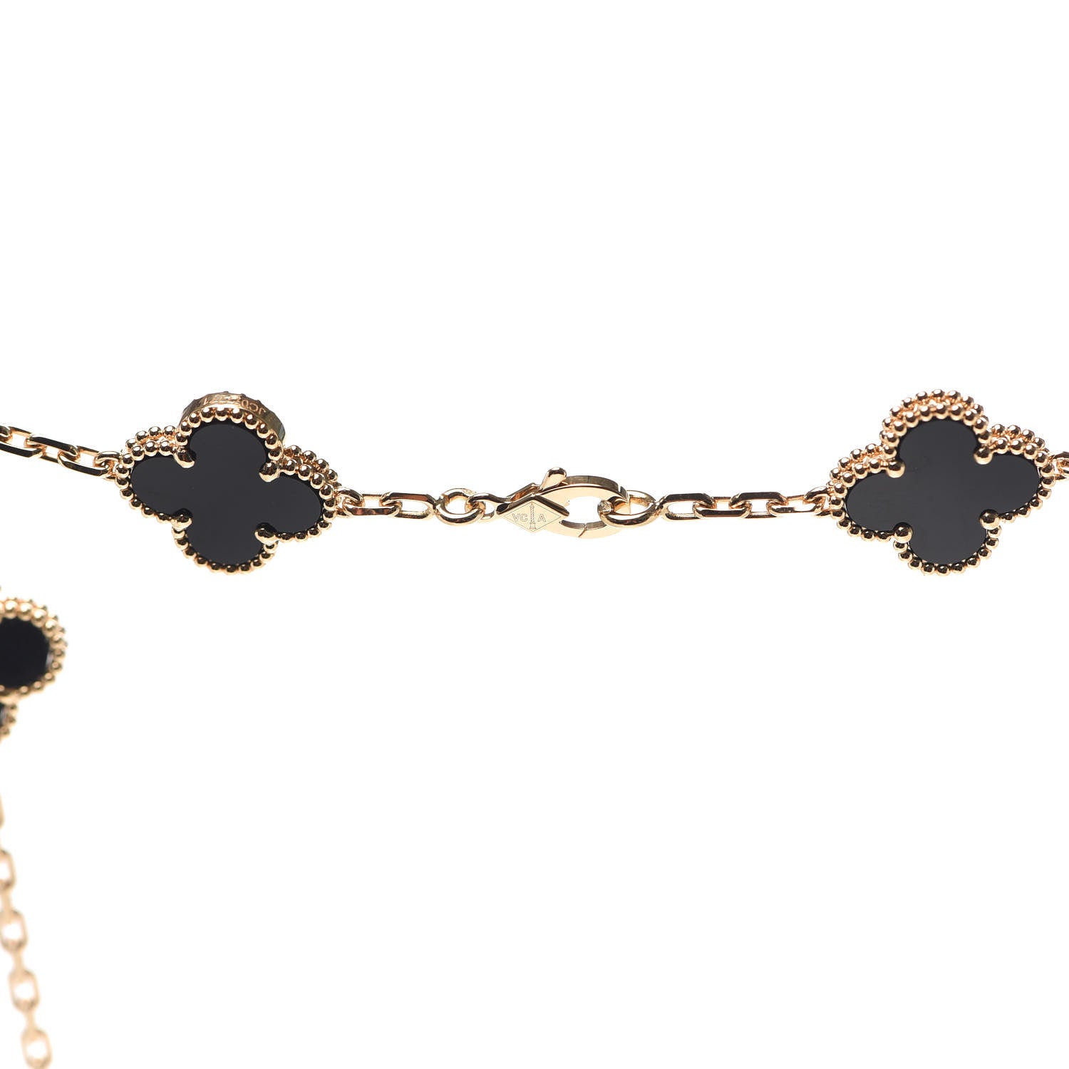 Van Cleef & Arpels 18K Yellow Gold Black Onyx 10 Motifs Vintage Alhambra Necklace 4 of 8