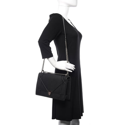 Christian Dior Grained Calfskin Large Diorama Flap Bag Black 2 of 12