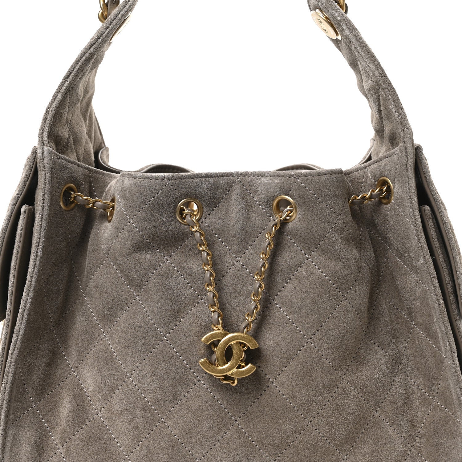 Chanel Suede Quilted Small Chanel 25 Handbag Dark Grey 8 of 11