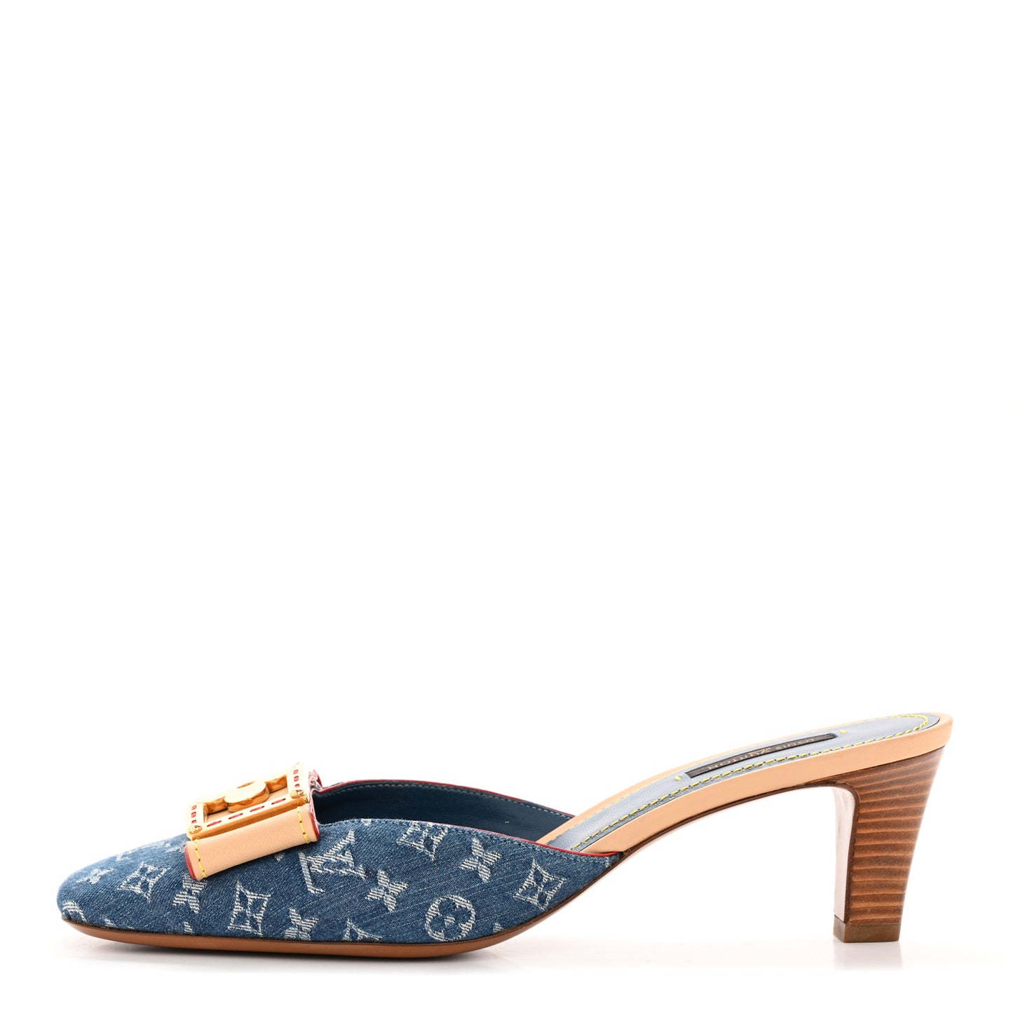 Denim Monogram Ginger Mules Natural