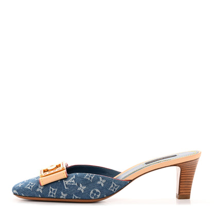 Louis Vuitton Denim Monogram Ginger Mules Natural 1 of 10