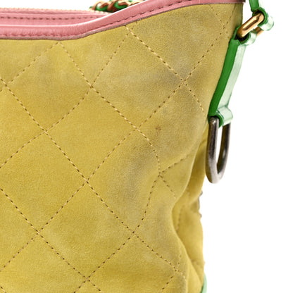 Chanel Suede Calfskin Quilted Medium Gabrielle Hobo Pink Green Yellow 14 of 15