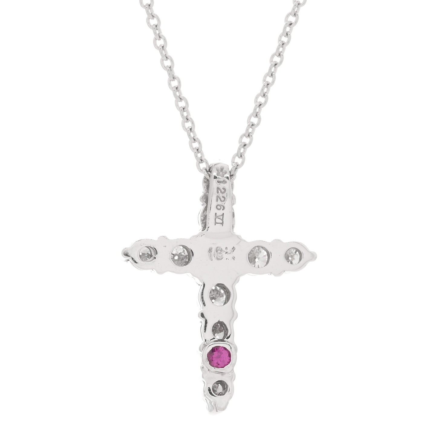 18K White Gold Diamond Tiny Treasures Tapered Cross Pendant Necklace