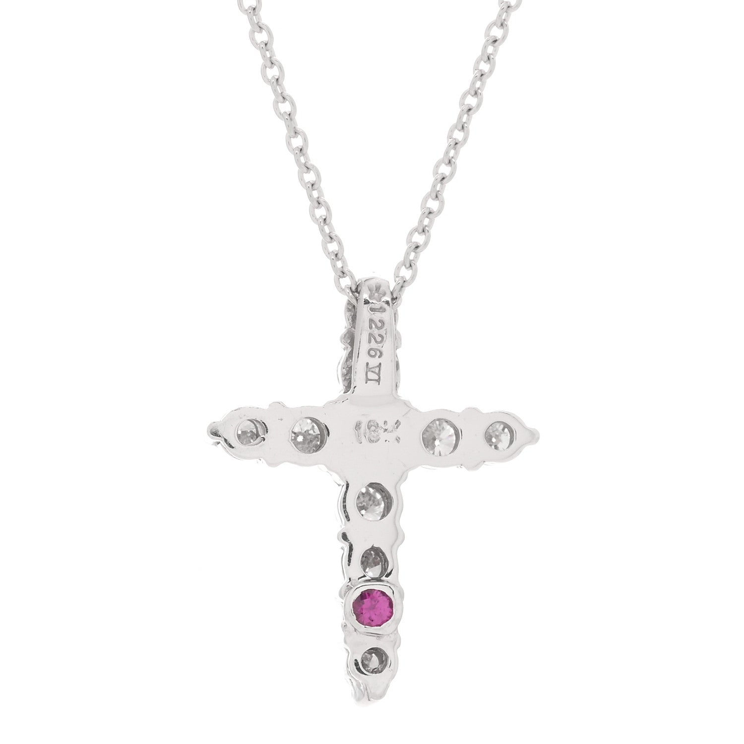Roberto Coin 18K White Gold Diamond Tiny Treasures Tapered Cross Pendant Necklace 3 of 4