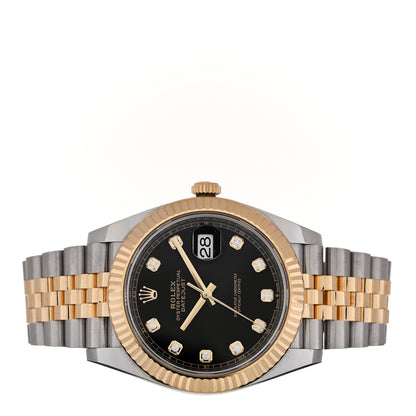 Rolex Stainless Steel 18K Yellow Gold Diamond 41mm Oyster Perpetual Datejust Watch Black 126333 2 of 4