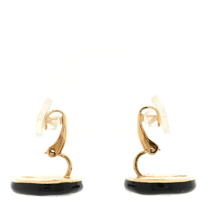 Chanel Enamel CC Clip On Earrings Black White 3 of 4