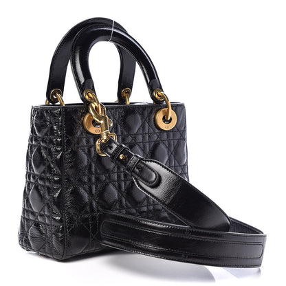 Christian Dior Crinkled Patent Cannage Small Lucky Badges My Lady Dior Black 3 of 10