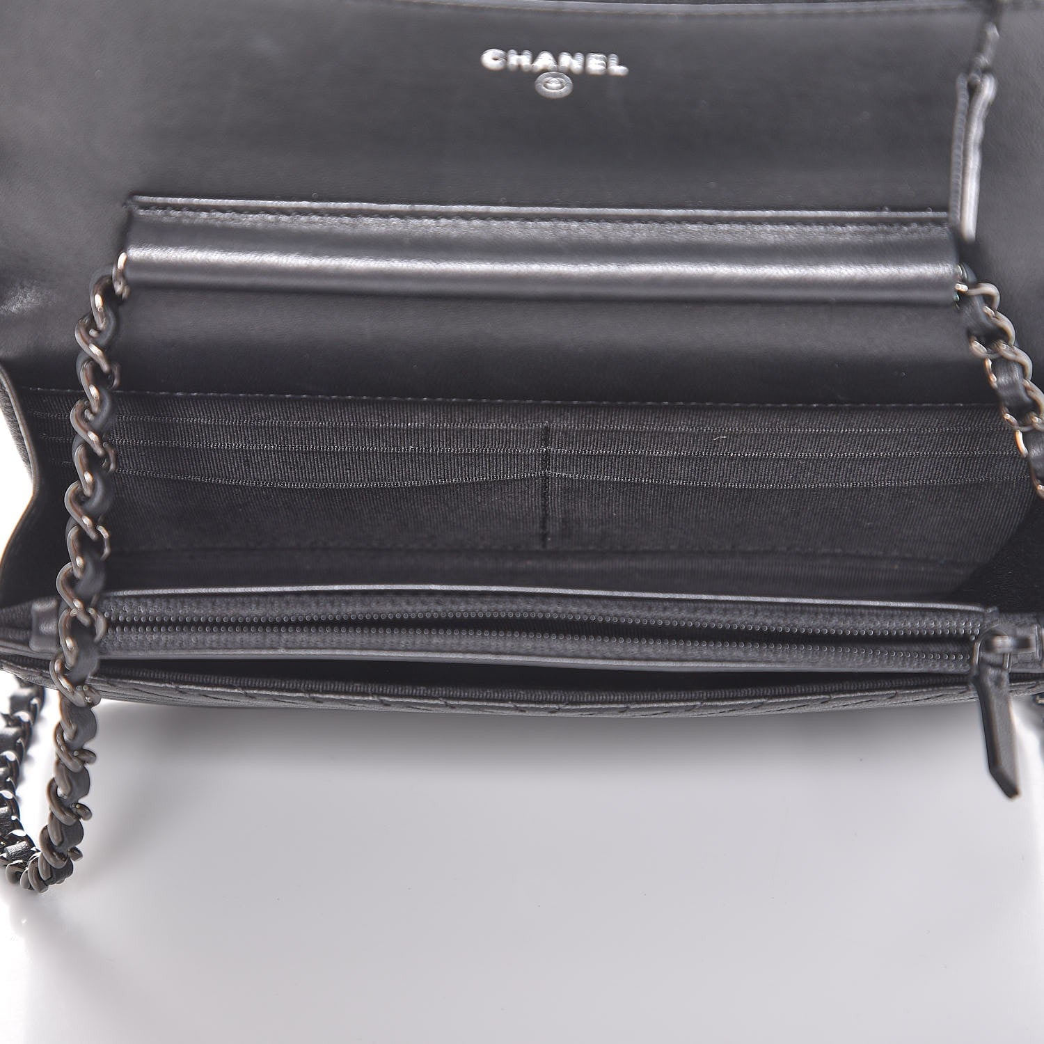 Chanel Lambskin Chevron Quilted Wallet On Chain WOC So Black 5 of 10