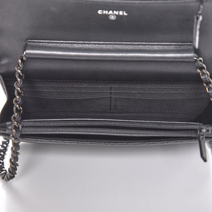 Chanel Lambskin Chevron Quilted Wallet On Chain WOC So Black 5 of 10