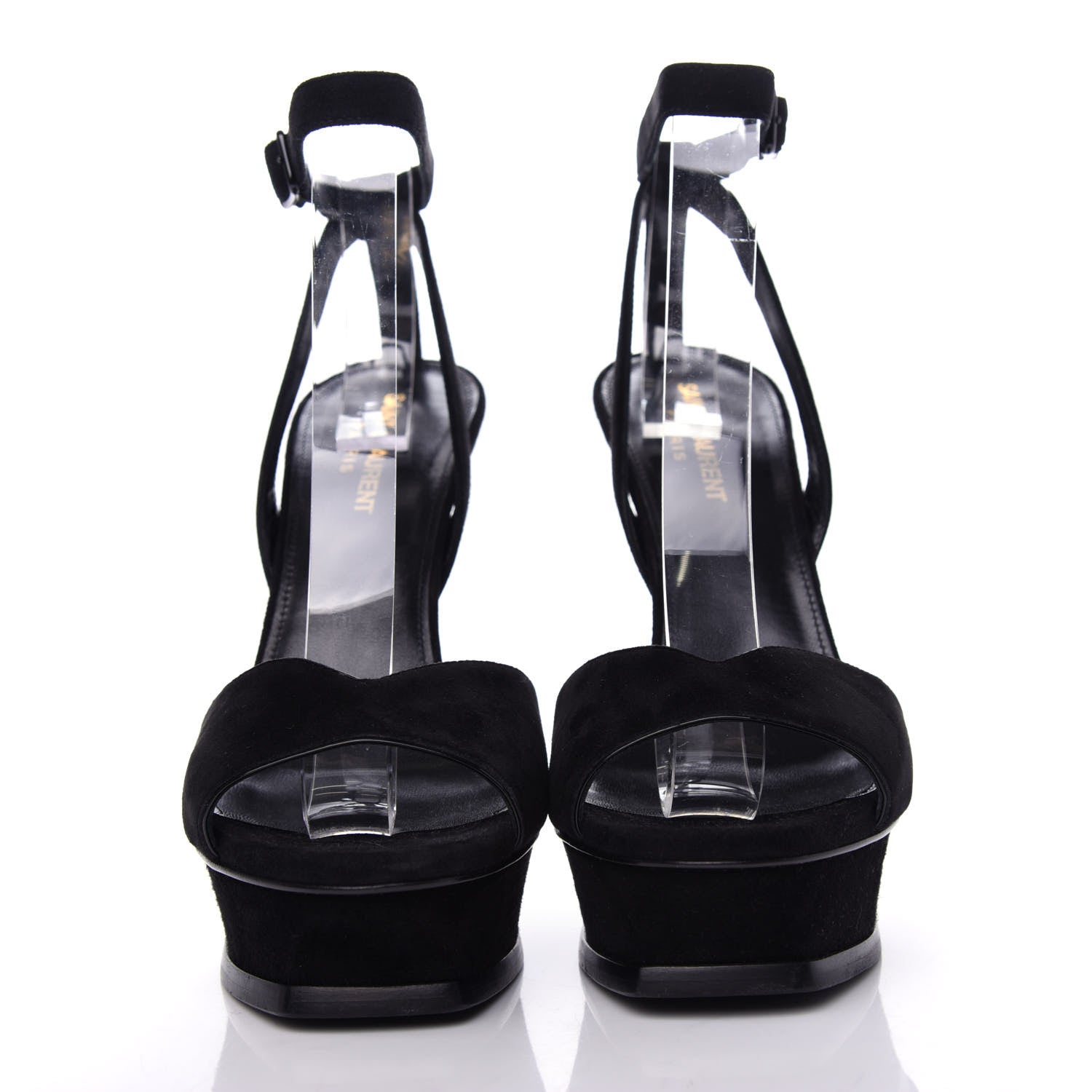 Saint Laurent Kid Scamosciato Tribute 105 Platform Sandals 38.5 Black 2 of 11