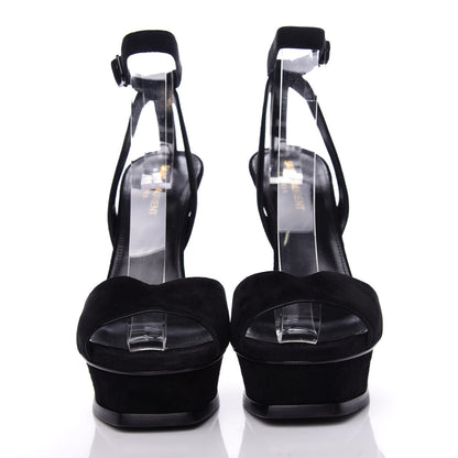 Saint Laurent Kid Scamosciato Tribute 105 Platform Sandals 38.5 Black 2 of 11
