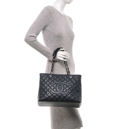Chanel Caviar Quilted Grand Shopping Tote GST Dark Navy Blue 2 of 7