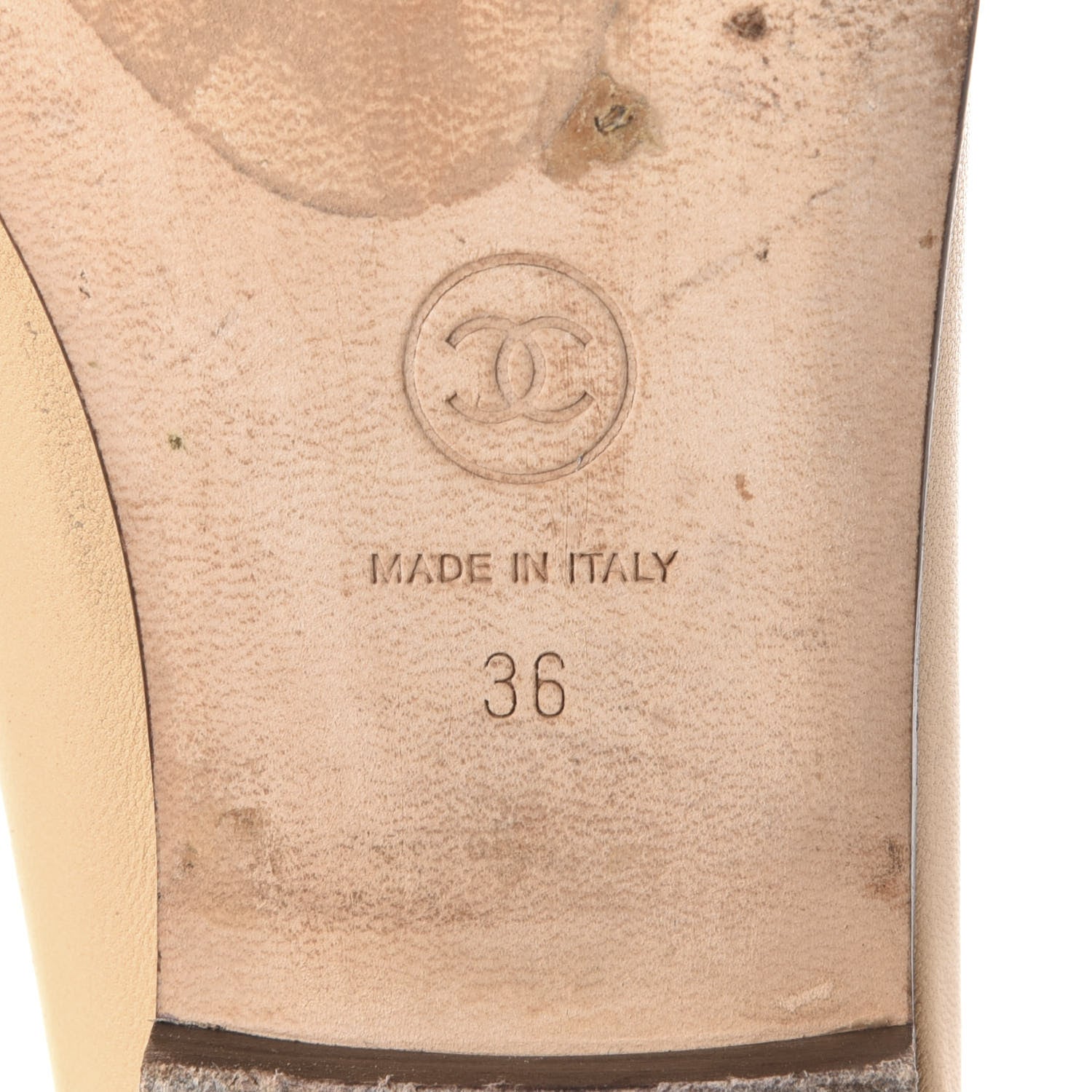 Chanel Lambskin Cap Toe CC Ballerina Flats 36 Beige Black 8 of 10