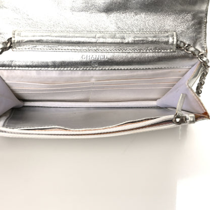 Chanel Nylon Travel Wallet On Chain WOC Metallic Silver 5 of 13