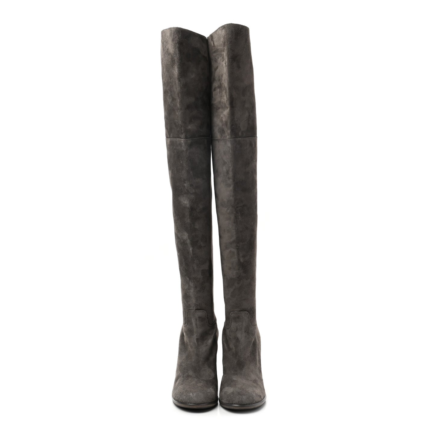Suede Calfskin CC Over The Knee Boots 38 Grey