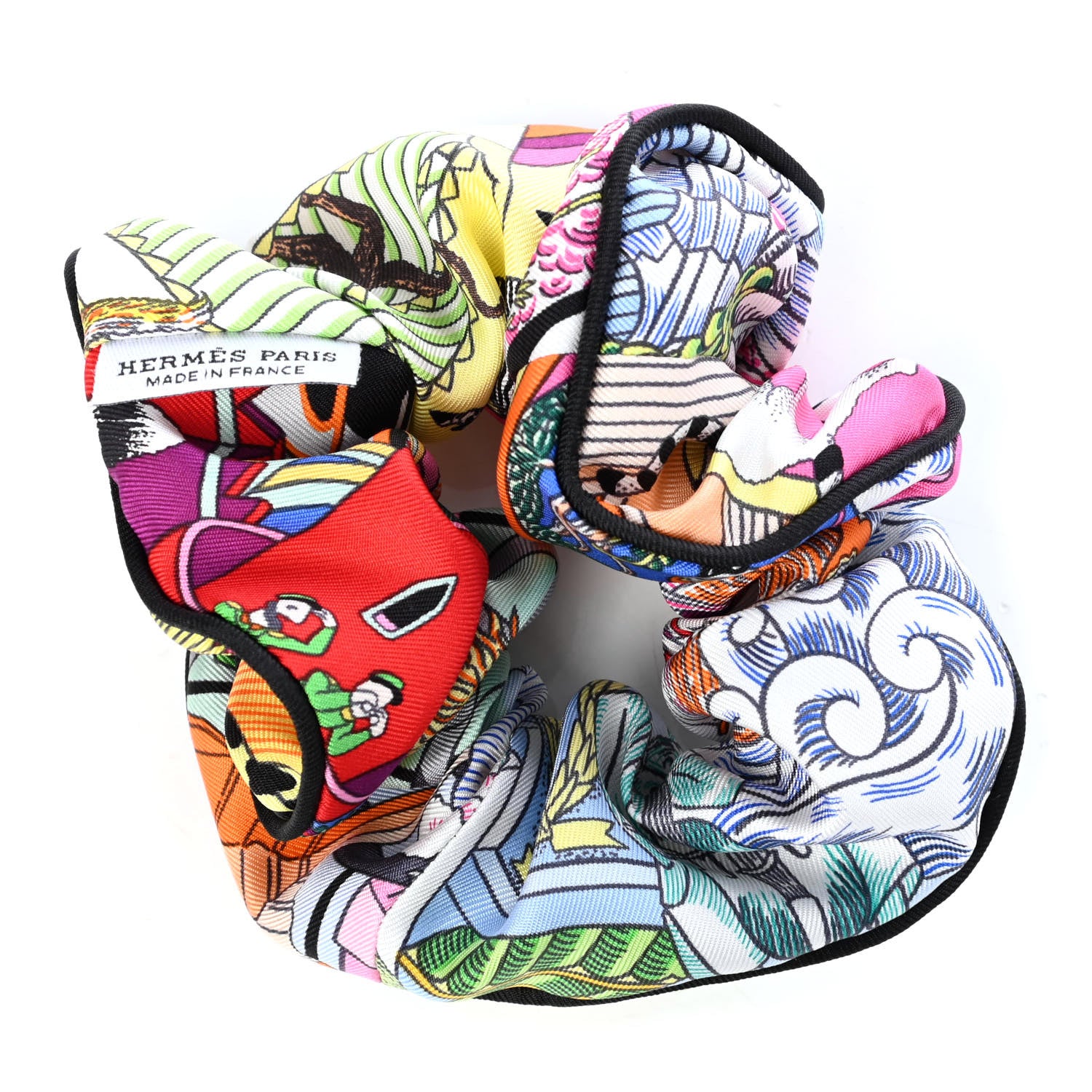 Hermes Silk Patchwork Claudia Scrunchie Multicolore 2 of 3