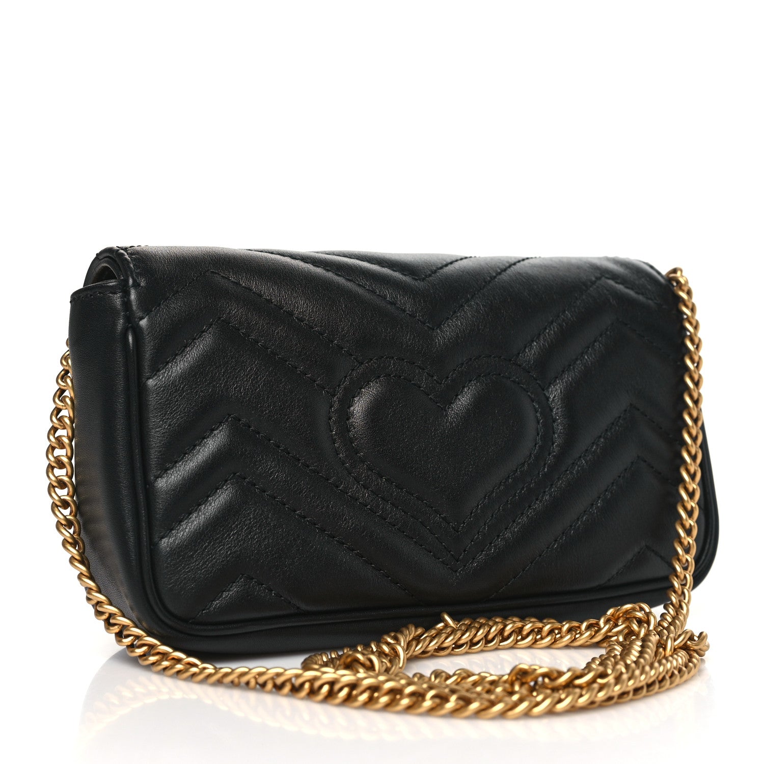 Gucci Calfskin Matelasse Super Mini GG Marmont Shoulder Bag Black 3 of 10