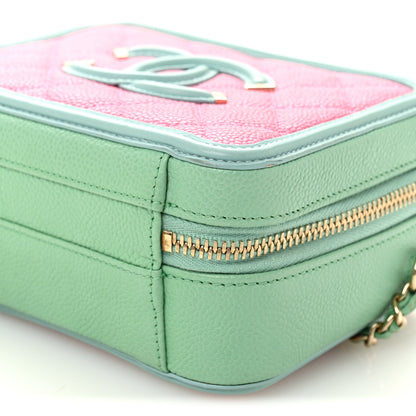 Chanel Caviar Quilted Small CC Filigree Vanity Case Pink Green Blue 19 of 21