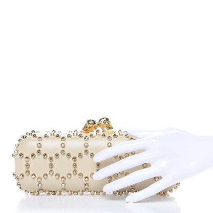 Alexander McQueen Nappa Studded Twin Skull Box Clutch Ivory 2 of 12