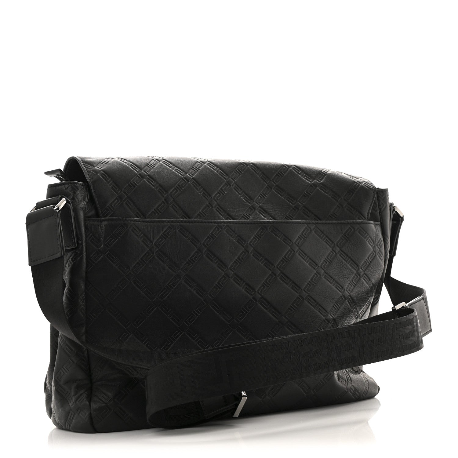 Versace Calfskin Embossed Medusa Messenger Bag Black 3 of 13