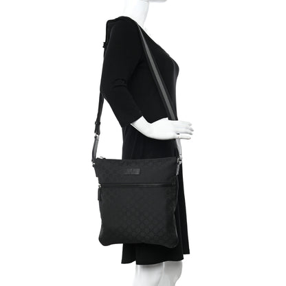 Gucci Nylon Monogram Medium Flat Messenger Bag Black 2 of 10
