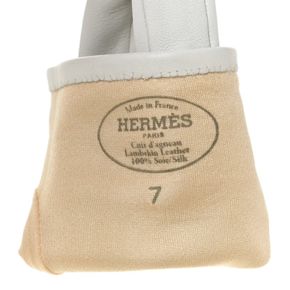 Hermes Lambskin Gloves 7 White 8 of 8