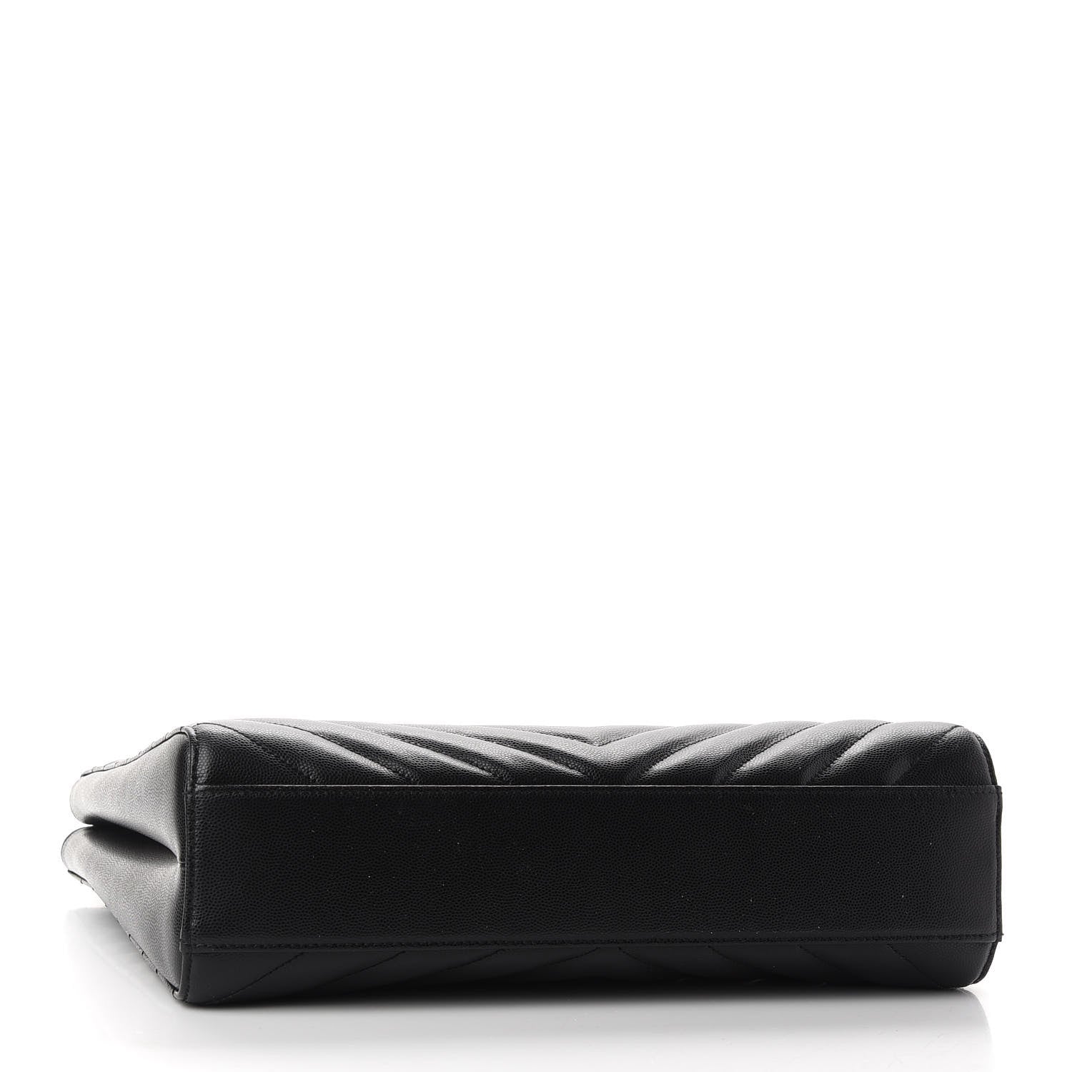 Saint Laurent Grain De Poudre Matelasse Chevron Medium Tribeca Shopping Bag Black 4 of 9