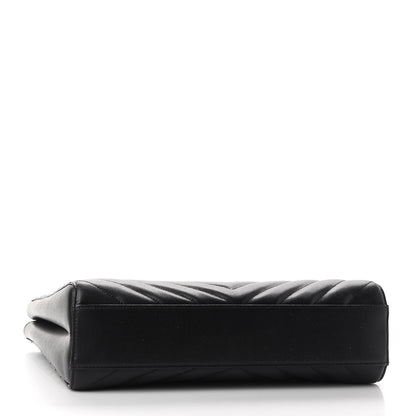 Saint Laurent Grain De Poudre Matelasse Chevron Medium Tribeca Shopping Bag Black 4 of 9