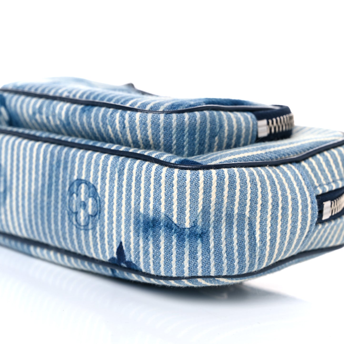 Hickory Stripes Denim Monogram Watercolor Outdoor Pouch Blue