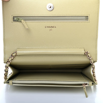 Chanel Caviar Quilted French New Wave Chain CC Wallet On Chain WOC Light Green 4 of 6